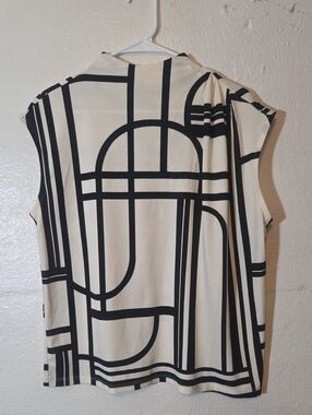 Haven & Blair Sleeveless Tank Top Geometric Print - Black White Size Medium